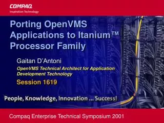 Porting OpenVMS Applications to Itanium™ Processor Family