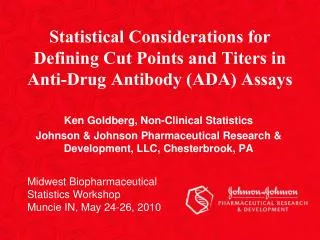 Statistical Considerations for Defining Cut Points and Titers in Anti-Drug Antibody (ADA) Assays