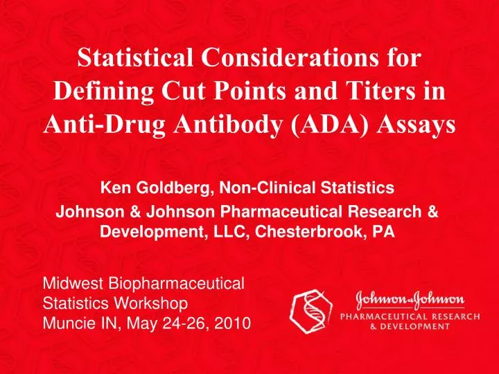 statistical considerations for defining cut points and titers in anti drug antibody ada assays