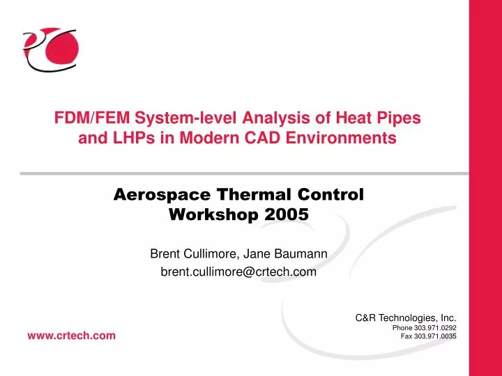 fdm fem system level analysis of heat pipes and lhps in modern cad environments