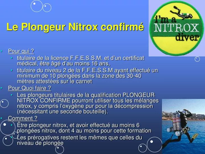 le plongeur nitrox confirm