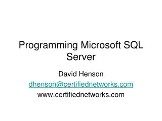 Programming Microsoft SQL Server