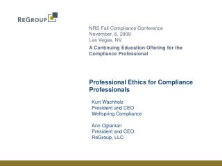 Professional Ethics for Compliance Professionals