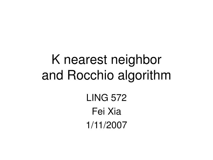 k nearest neighbor and rocchio algorithm