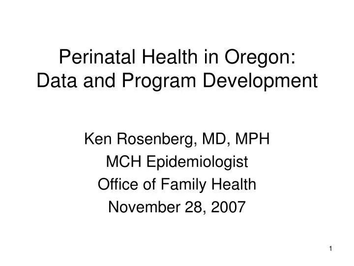 perinatal health in oregon data and program development