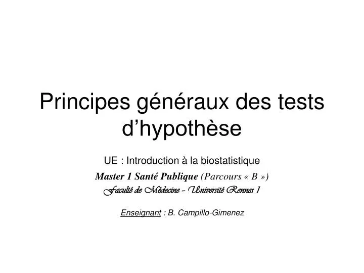 principes g n raux des tests d hypoth se