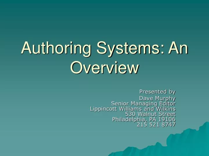 authoring systems an overview