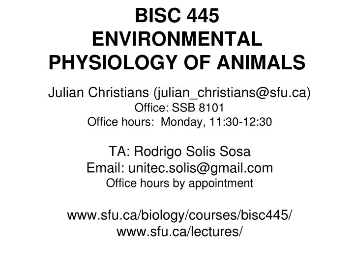 bisc 445 environmental physiology of animals