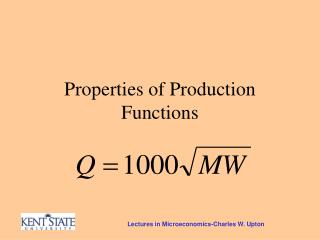 Properties of Production Functions
