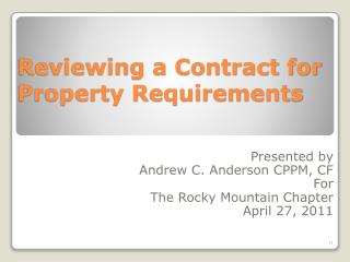 Reviewing a Contract for Property Requirements