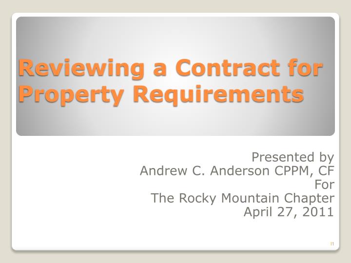 reviewing a contract for property requirements