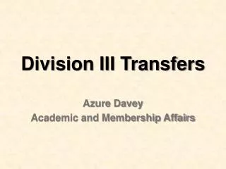 Division III Transfers
