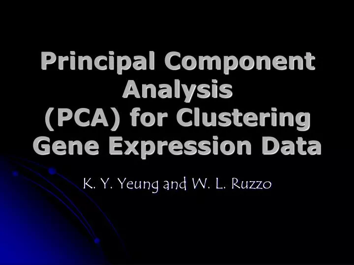 principal component analysis pca for clustering gene expression data