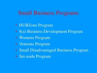 Small Business Programs
