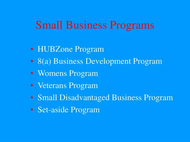 small business programs