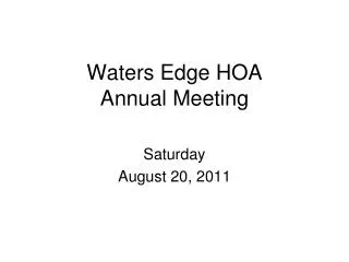 Waters Edge HOA Annual Meeting