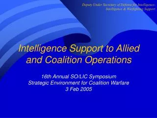 Intelligence Support to Allied and Coalition Operations