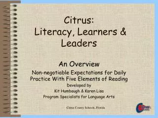 Citrus: Literacy, Learners &amp; Leaders