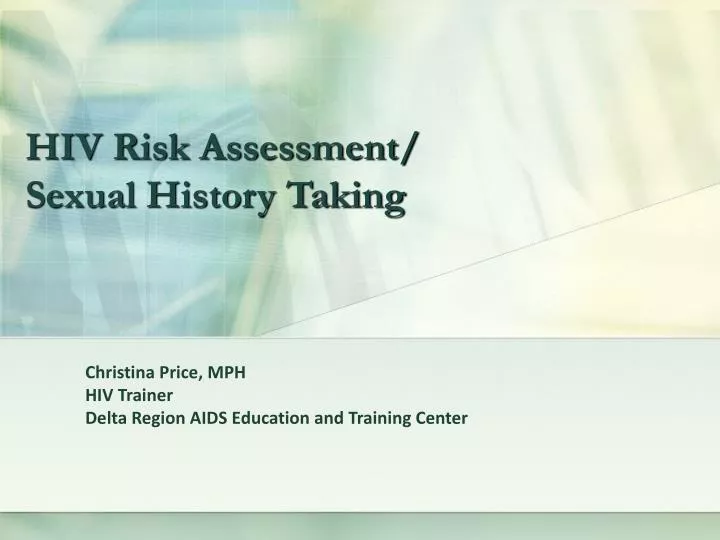 hiv risk assessment sexual history taking