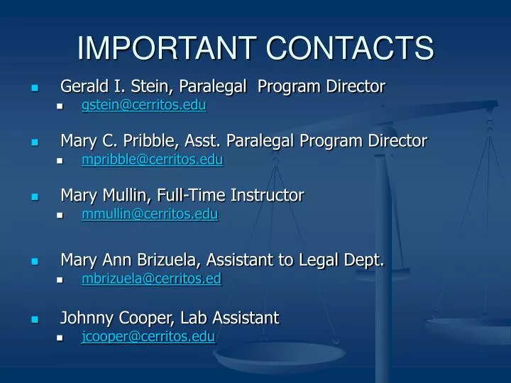 important contacts