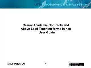Casual Academic Contracts and Above Load Teaching forms in neo User Guide