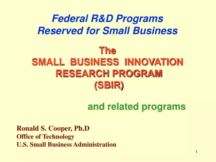 federal r d programs reserved for small business
