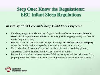 Step One: Know the Regulations: EEC Infant Sleep Regulations