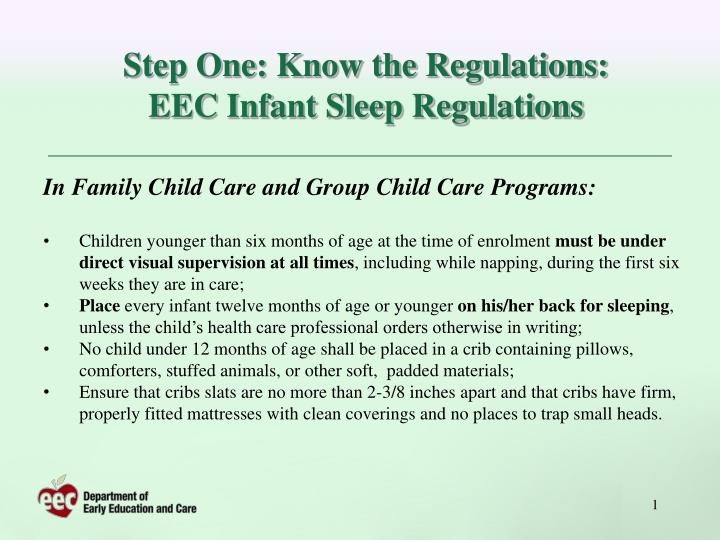 step one know the regulations eec infant sleep regulations