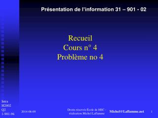 Recueil Cours n° 4 Problème no 4