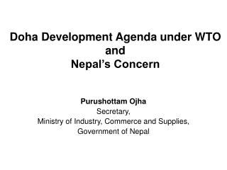 Doha Development Agenda under WTO and Nepal’s Concern