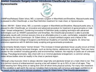 Boston Cosmetic Surgery center introduces ChestSculpt for tr