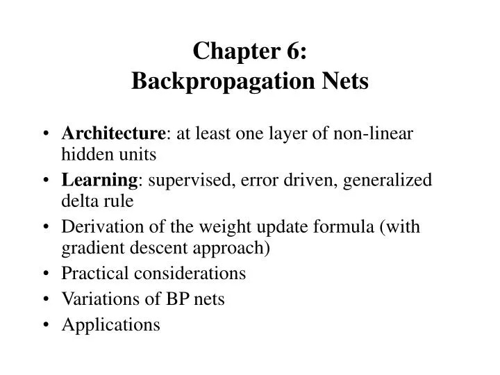 chapter 6 backpropagation nets