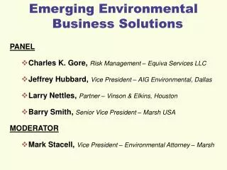 Emerging Environmental Business Solutions