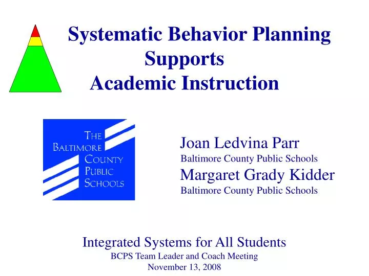 systematic behavior planning supports academic instruction