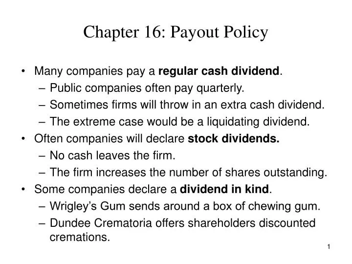 chapter 16 payout policy