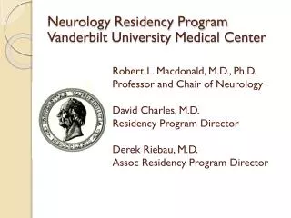 Neurology Residency Program Vanderbilt University Medical Center