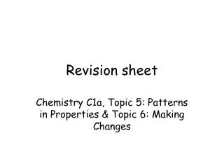 Revision sheet