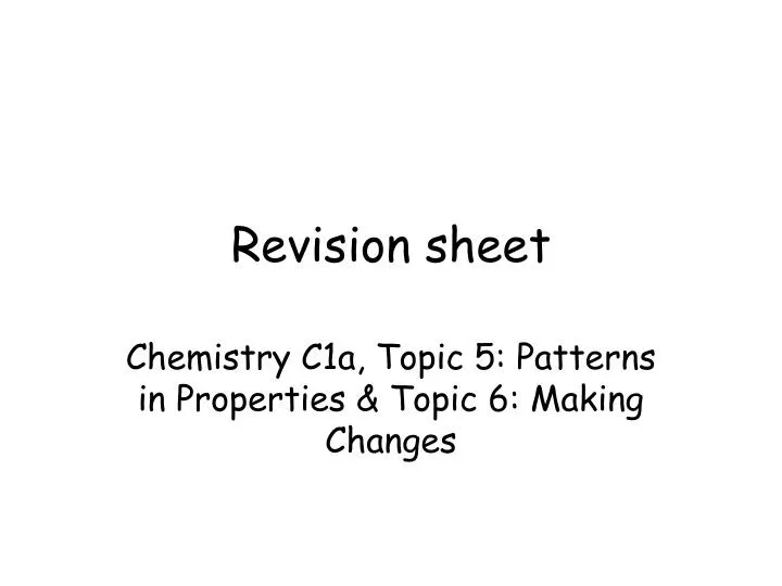 revision sheet