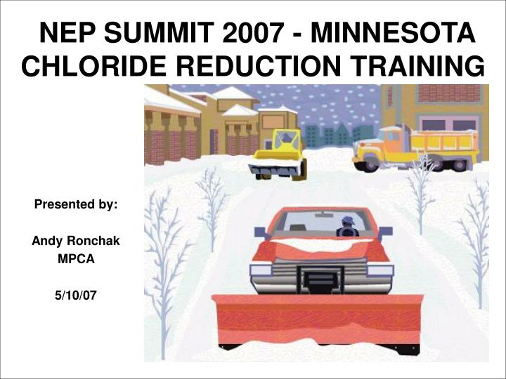 nep summit 2007 minnesota chloride reduction training