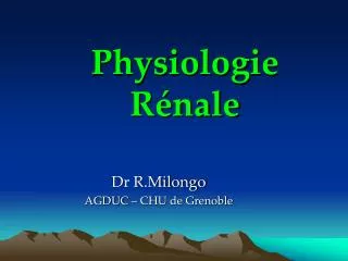 Physiologie Rénale