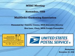 MTAC Meeting November, 2008 MailOrder Gardening Association