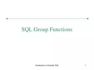 SQL Group Functions
