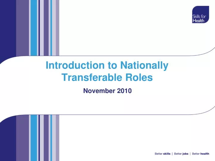 introduction to nationally transferable roles