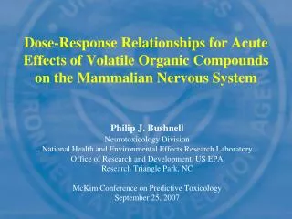 Dose-Response Relationships for Acute Effects of Volatile Organic Compounds on the Mammalian Nervous System