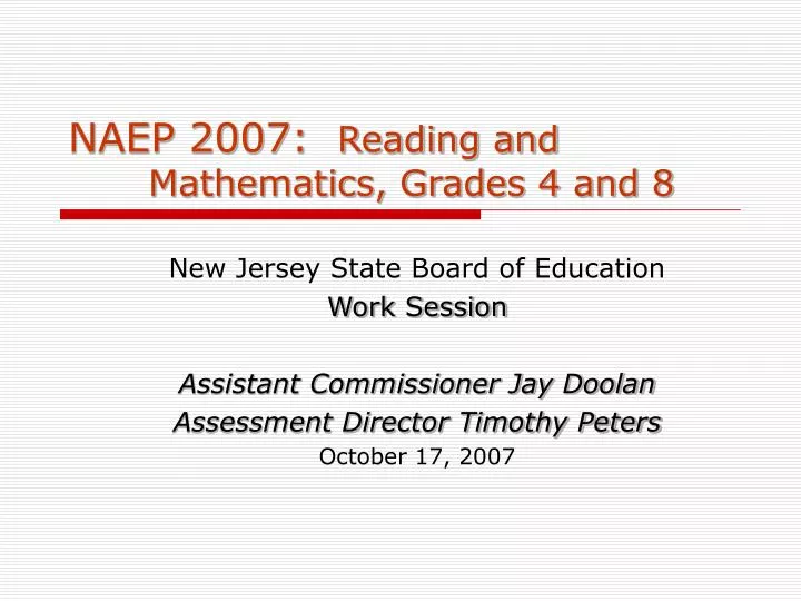 naep 2007 reading and mathematics grades 4 and 8