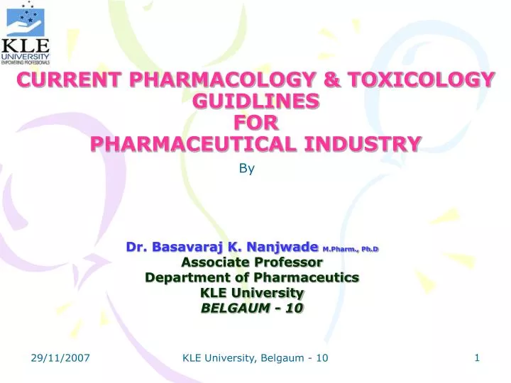 current pharmacology toxicology guidlines for pharmaceutical industry