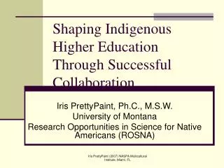 Shaping Indigenous Higher Education Through Successful Collaboration