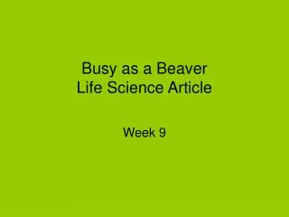 Busy as a Beaver Life Science Article