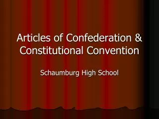 Articles of Confederation &amp; Constitutional Convention