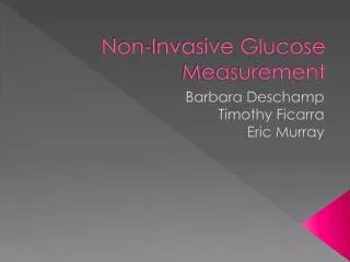 Non-Invasive Glucose Measurement